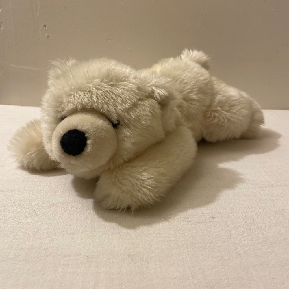 Aurora World Cream Polar Bear Plush Stuffed Animal Laying‎ Down Soft Toy Kids
